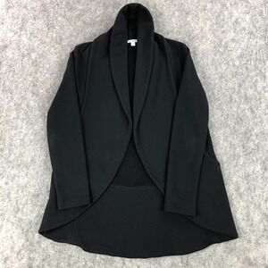 James Perse Cardigan Jacket Size 2 Black French Terry Draped Open Front Blazer